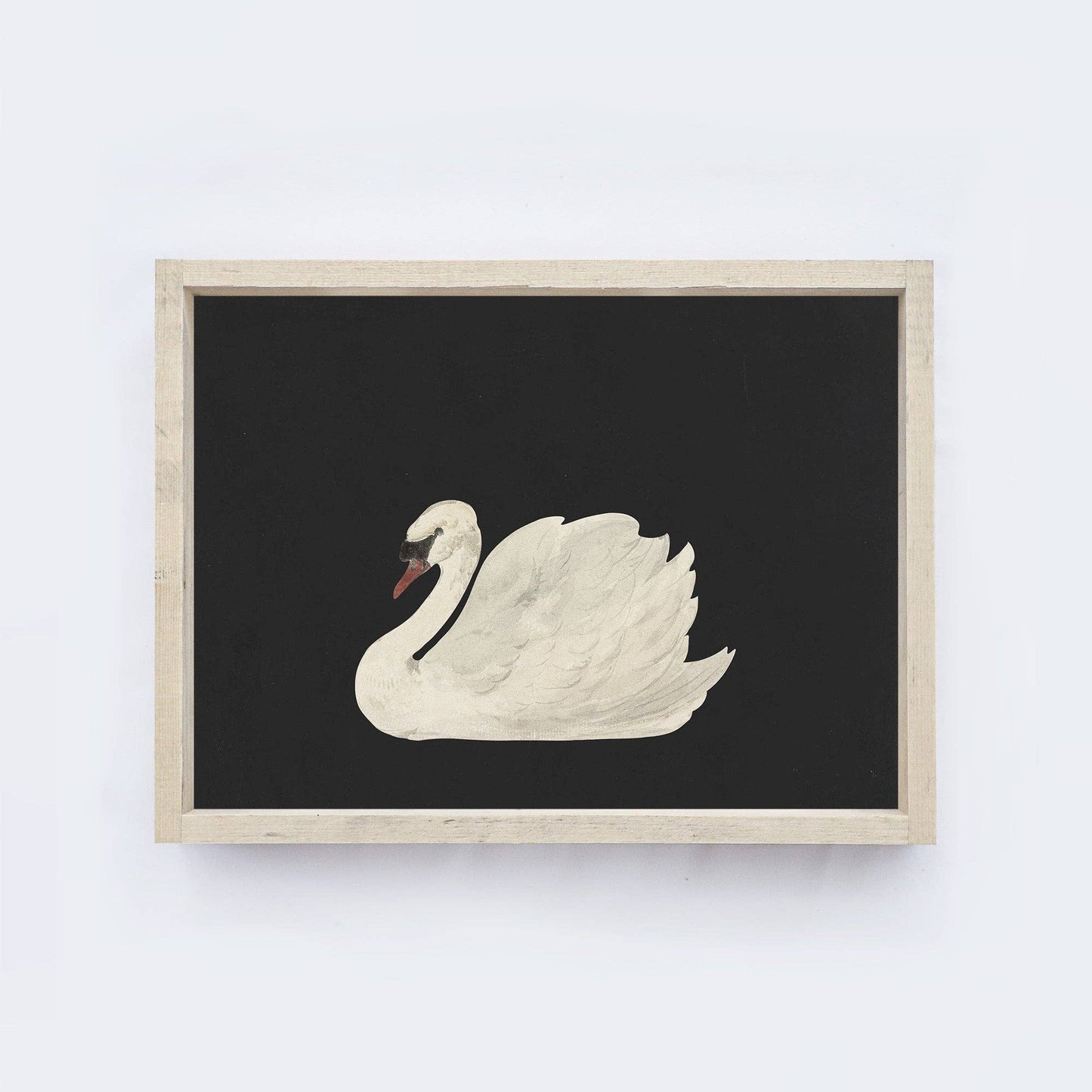 Vintage Framed Swan Painting