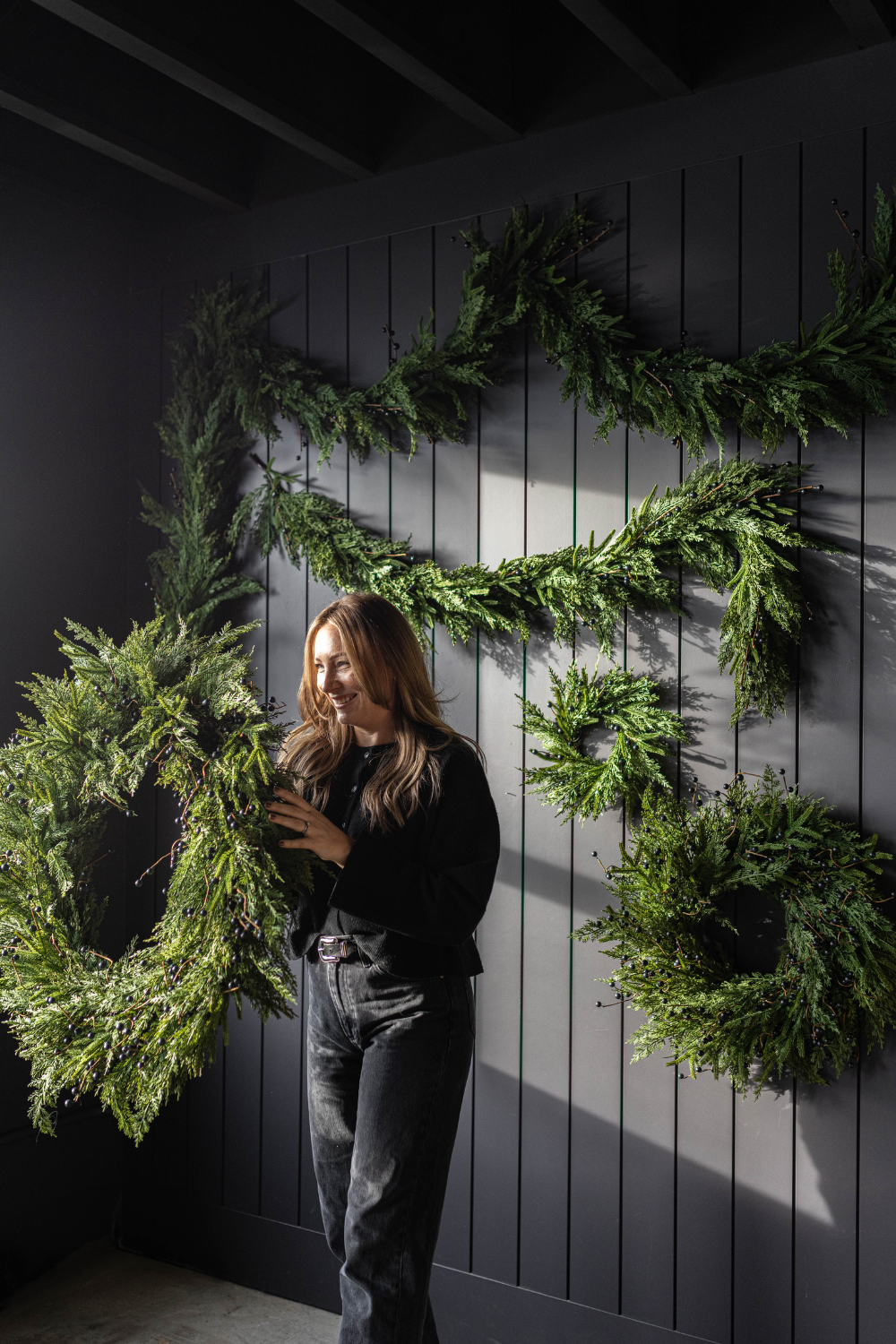 Navy Plum Berry Norfolk Cypress Real Touch Wreath - 24"