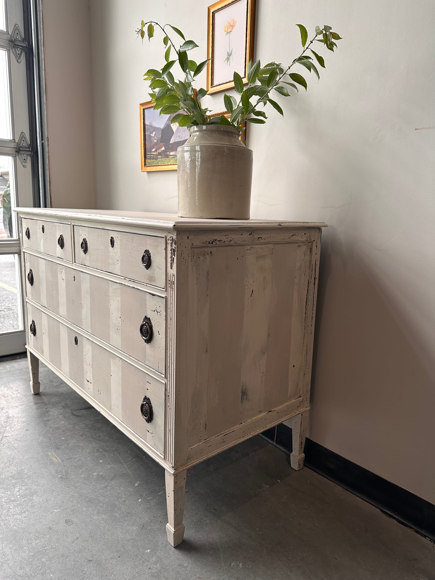 Oyster Stripe Antique Dresser