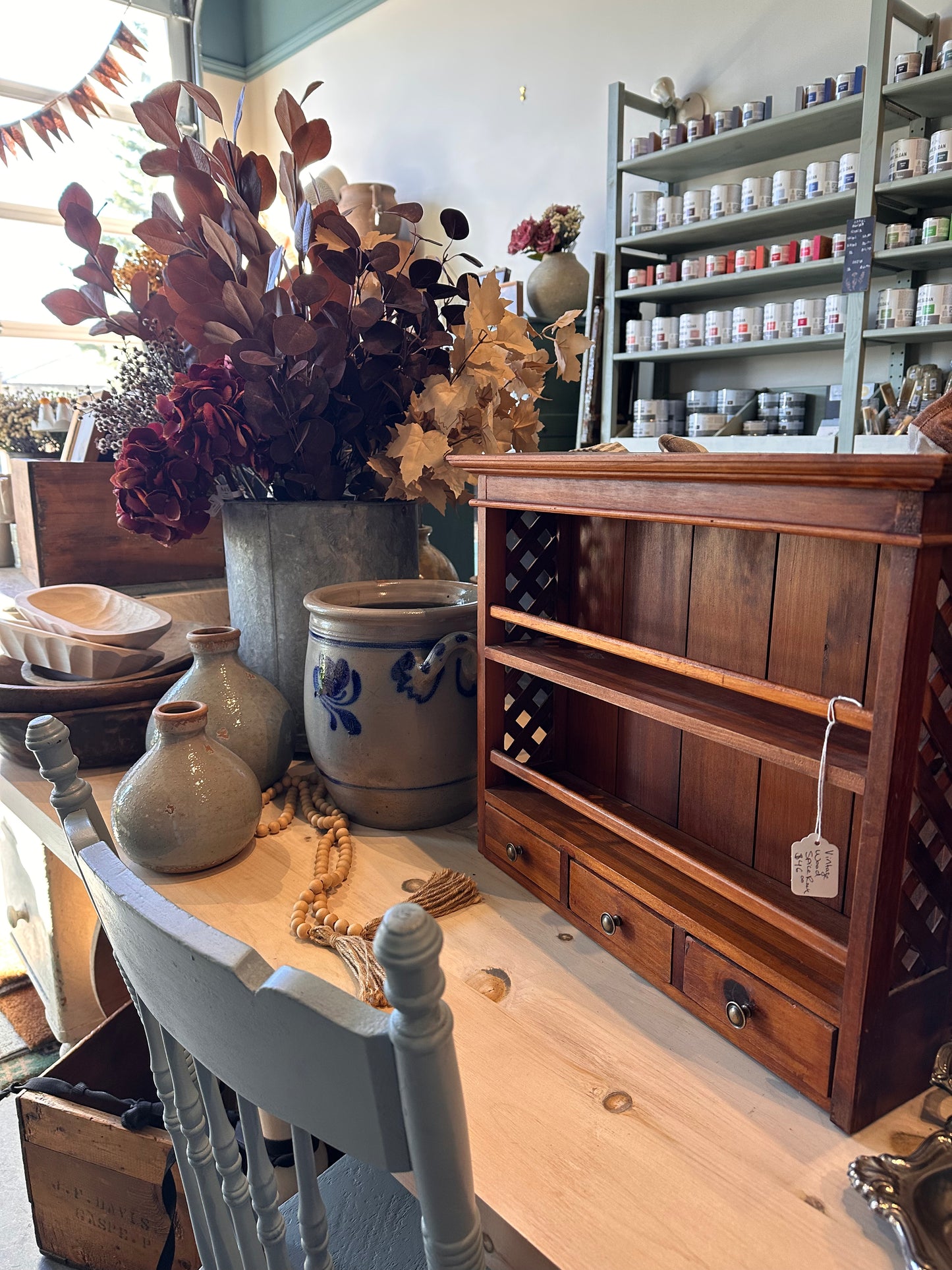 Wood spice shelf