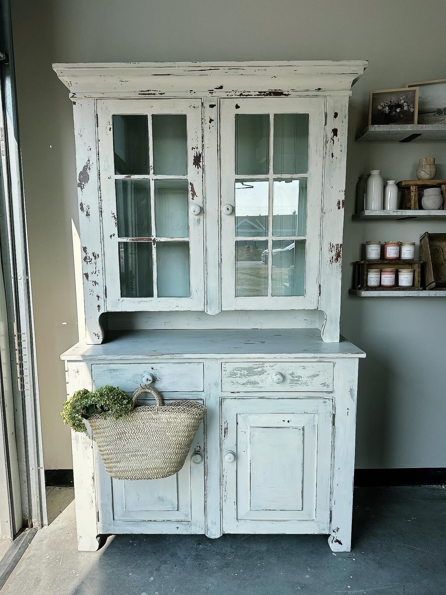 Milk Painted Farmhouse Hutch