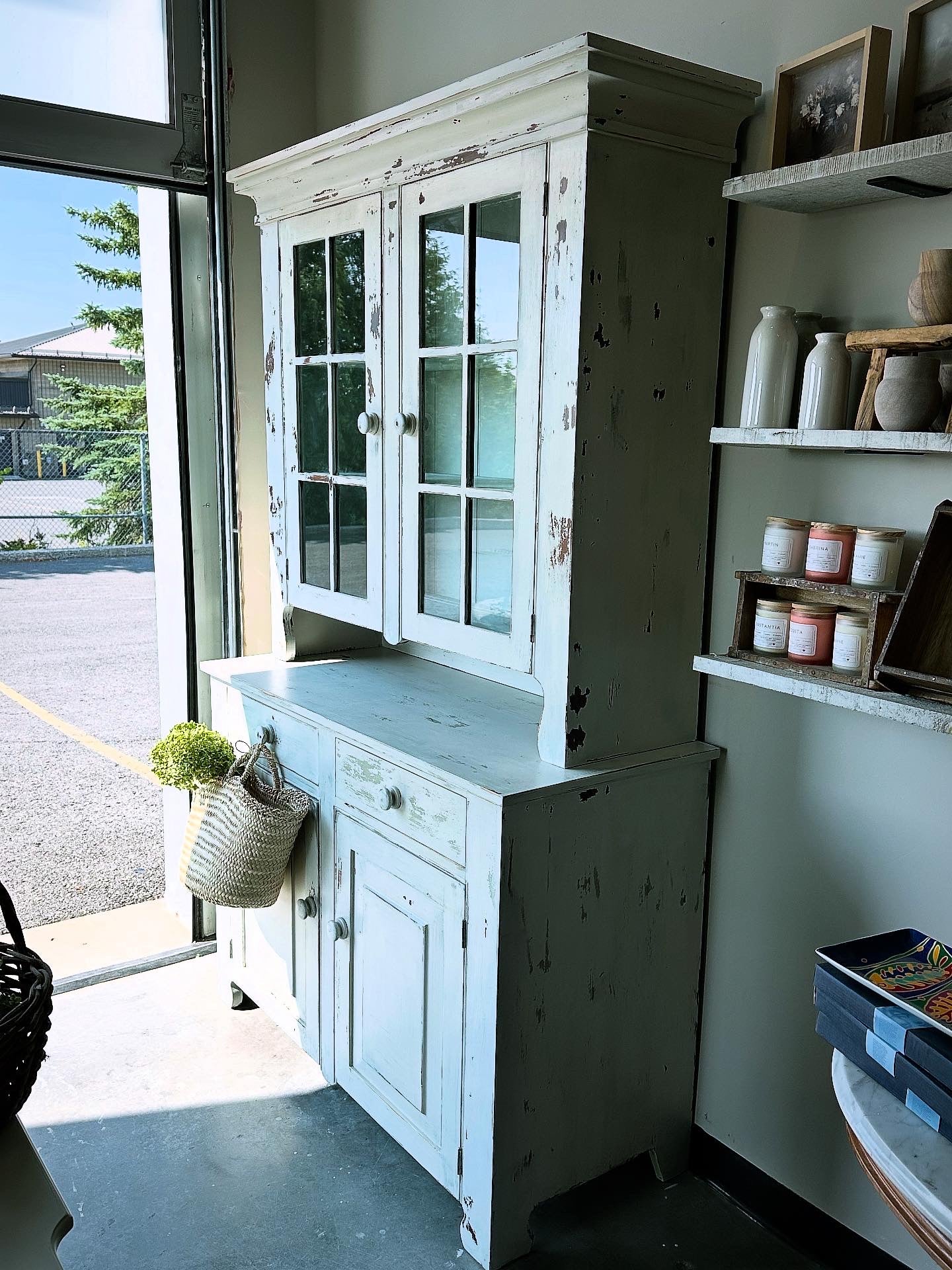 Milk Painted Farmhouse Hutch