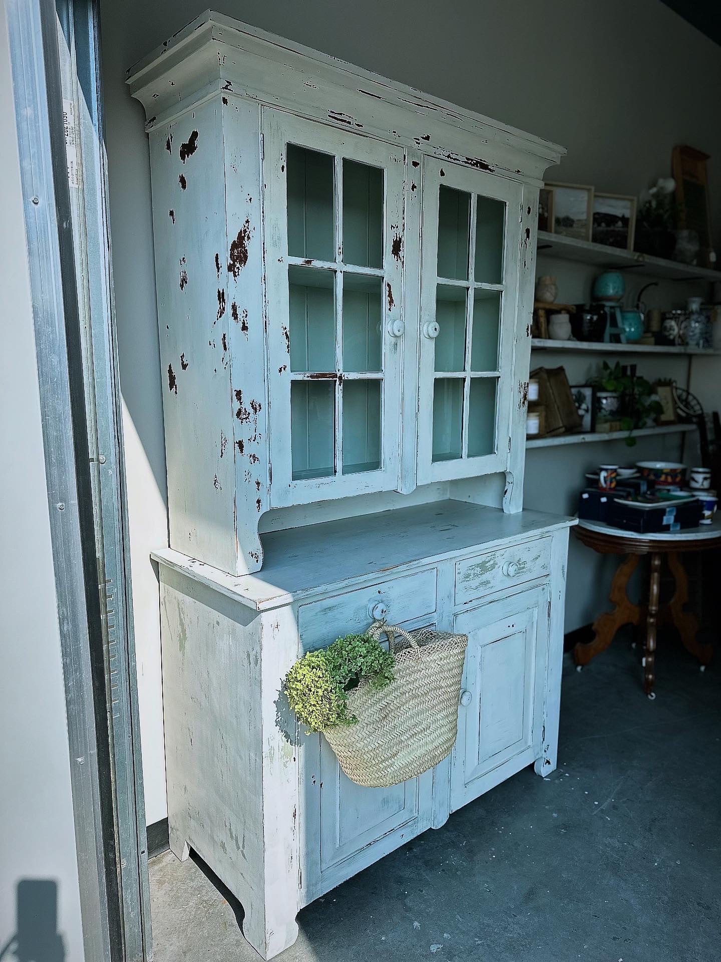 Milk Painted Farmhouse Hutch