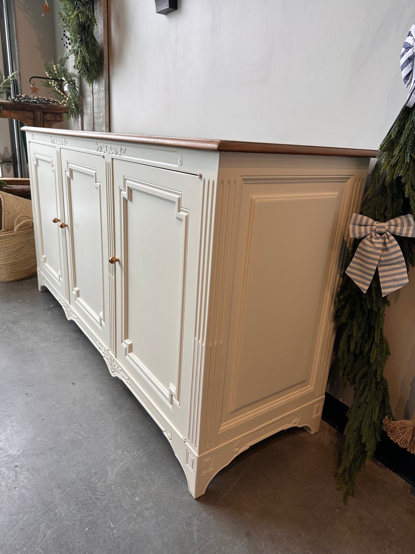 Antique White Walnut Buffet