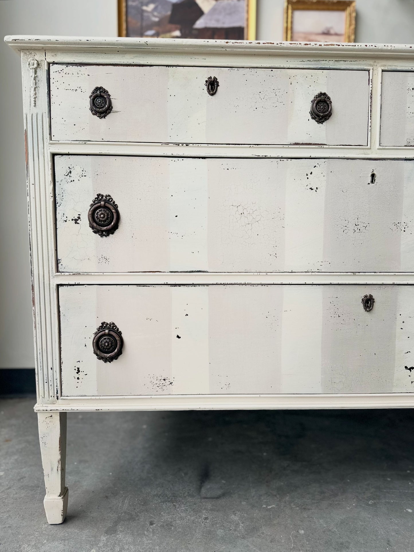 Oyster Stripe Antique Dresser