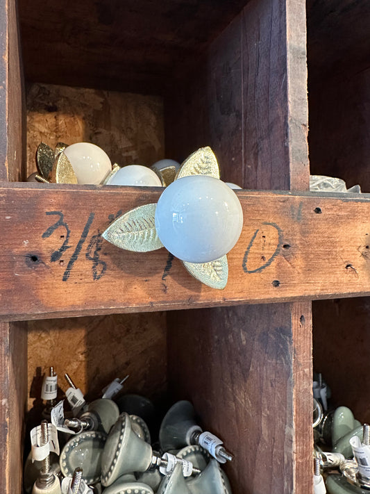 Ceramic & Brass Floral Knob