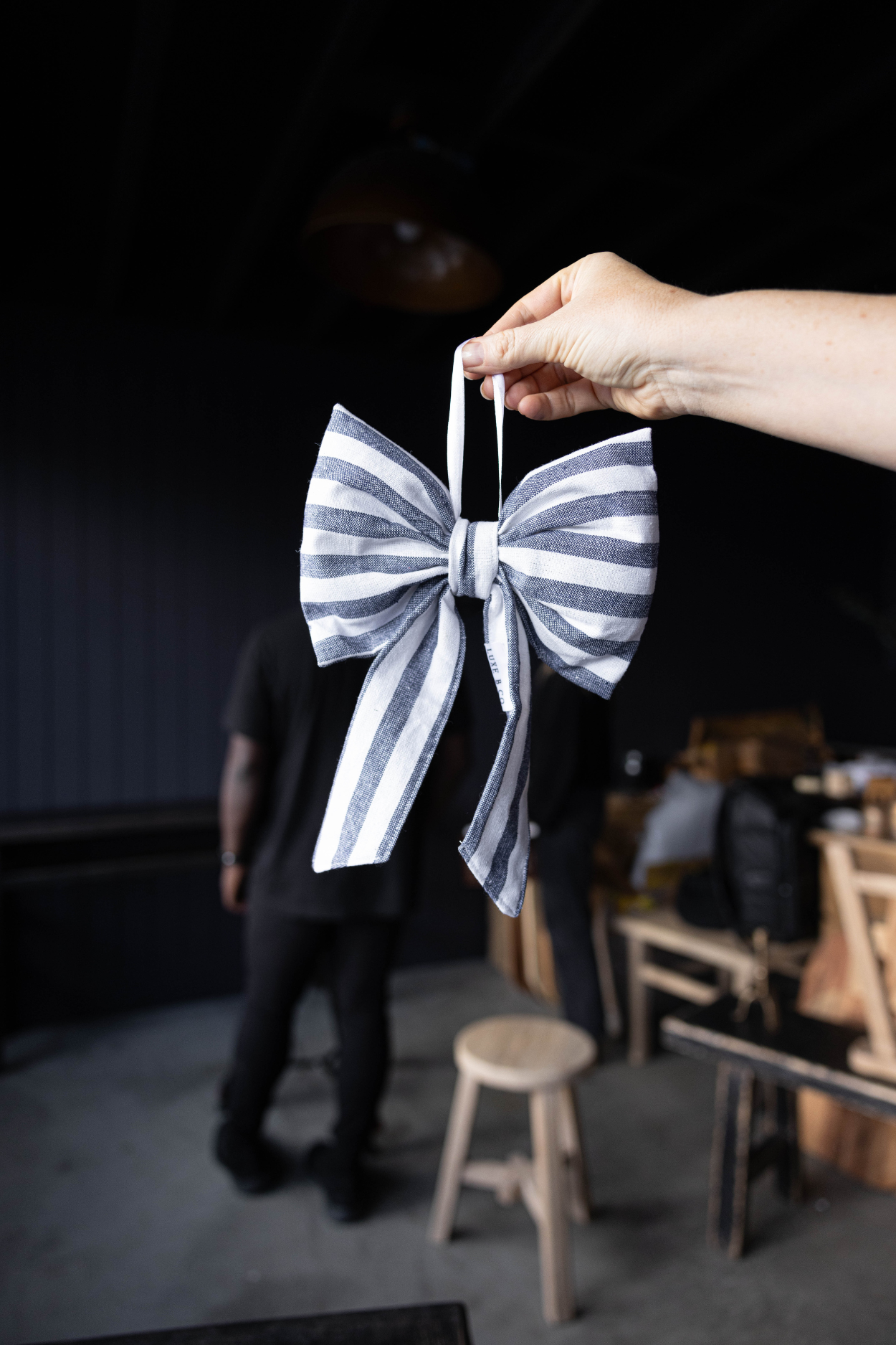 Bows Striped Blue Fabric