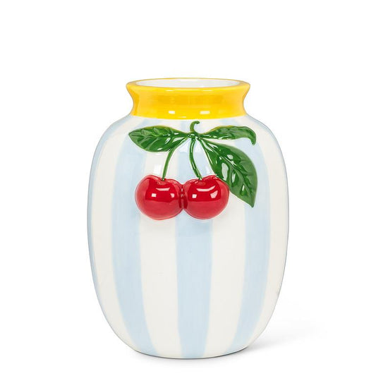 Blue Stripe Cherry Vase