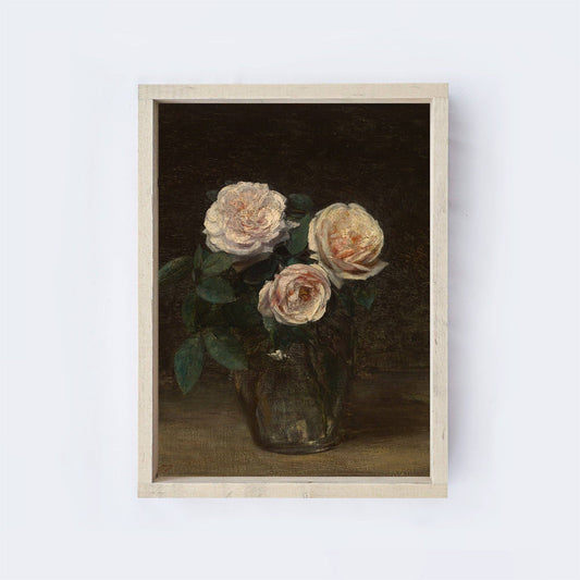 Vintage Still Life With Roses Framed Art