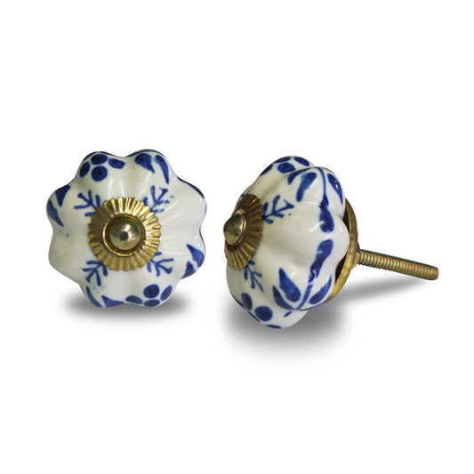 Blue and White Ceramic Knob