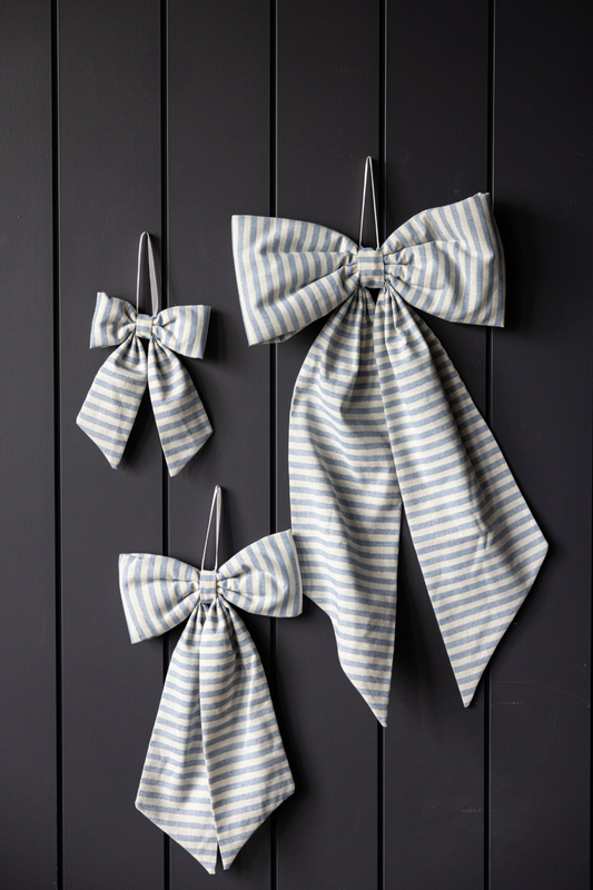 Striped Baby Blue Fabric Bows