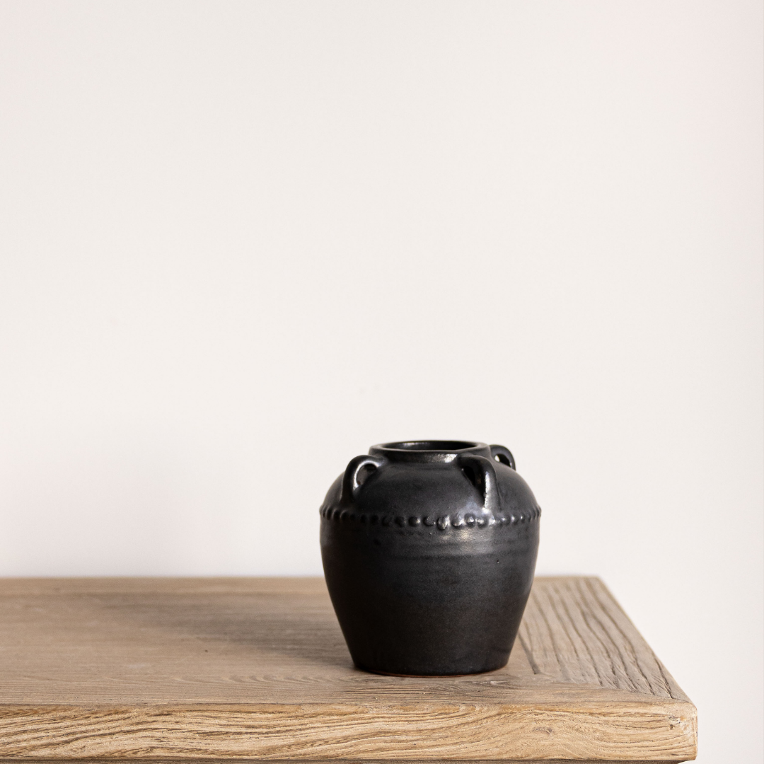 Dumont Grey Glazed Vase with Handles Small