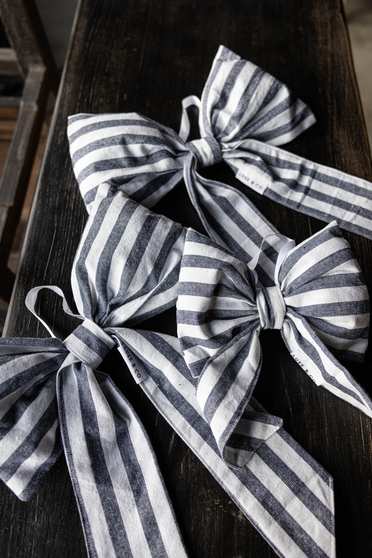 Bows Striped Blue Fabric
