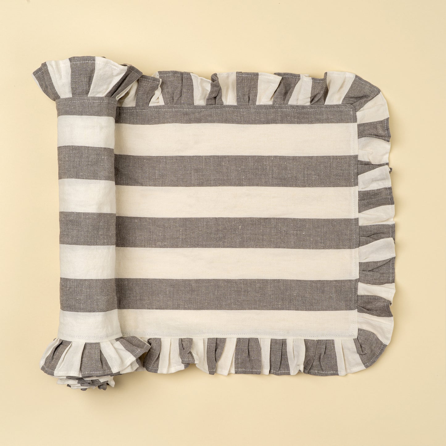Ruffle Striped Table Runner