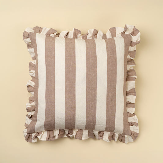 Ruffle Thick Stripe Pillow Cover