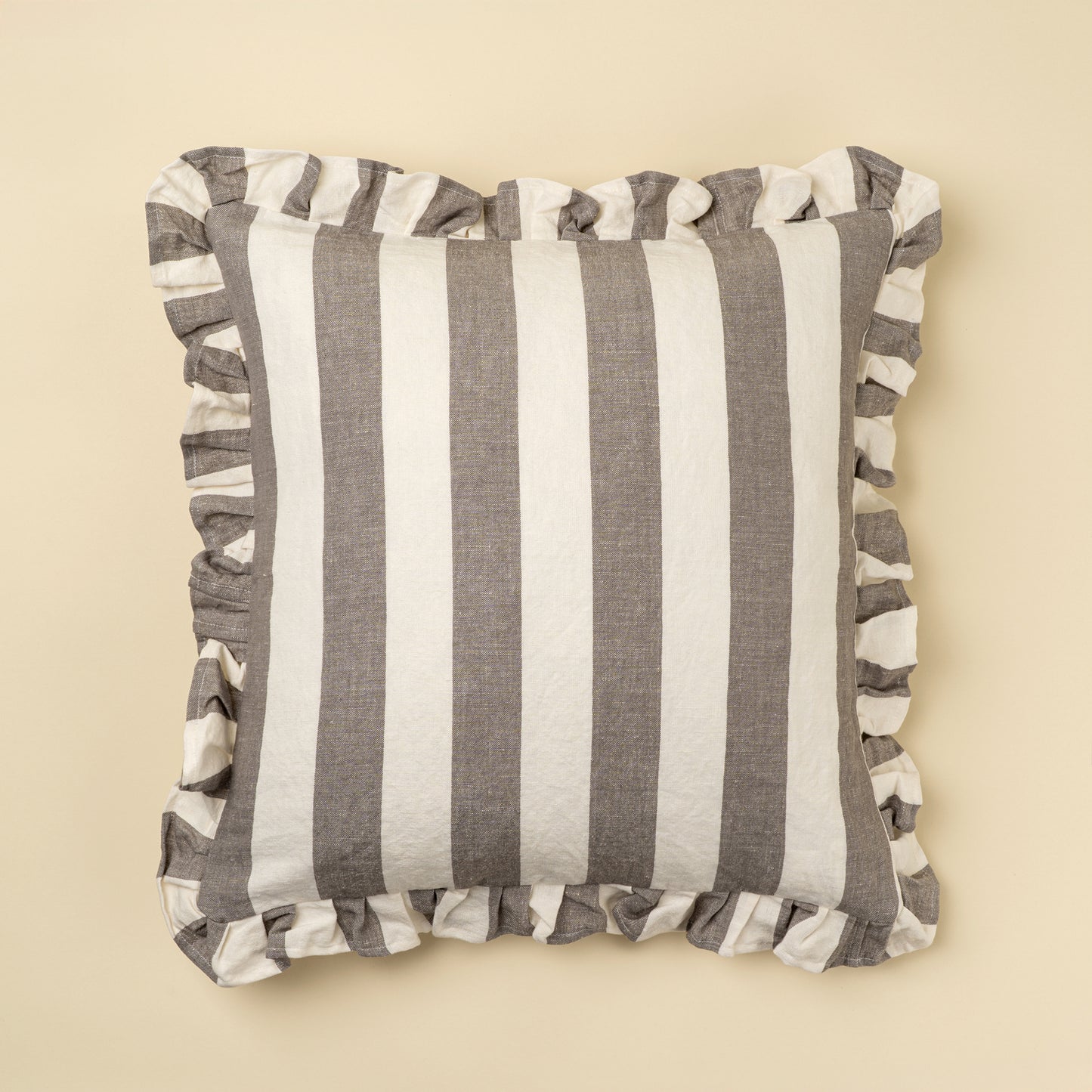 Ruffle Thick Stripe Pillow Cover