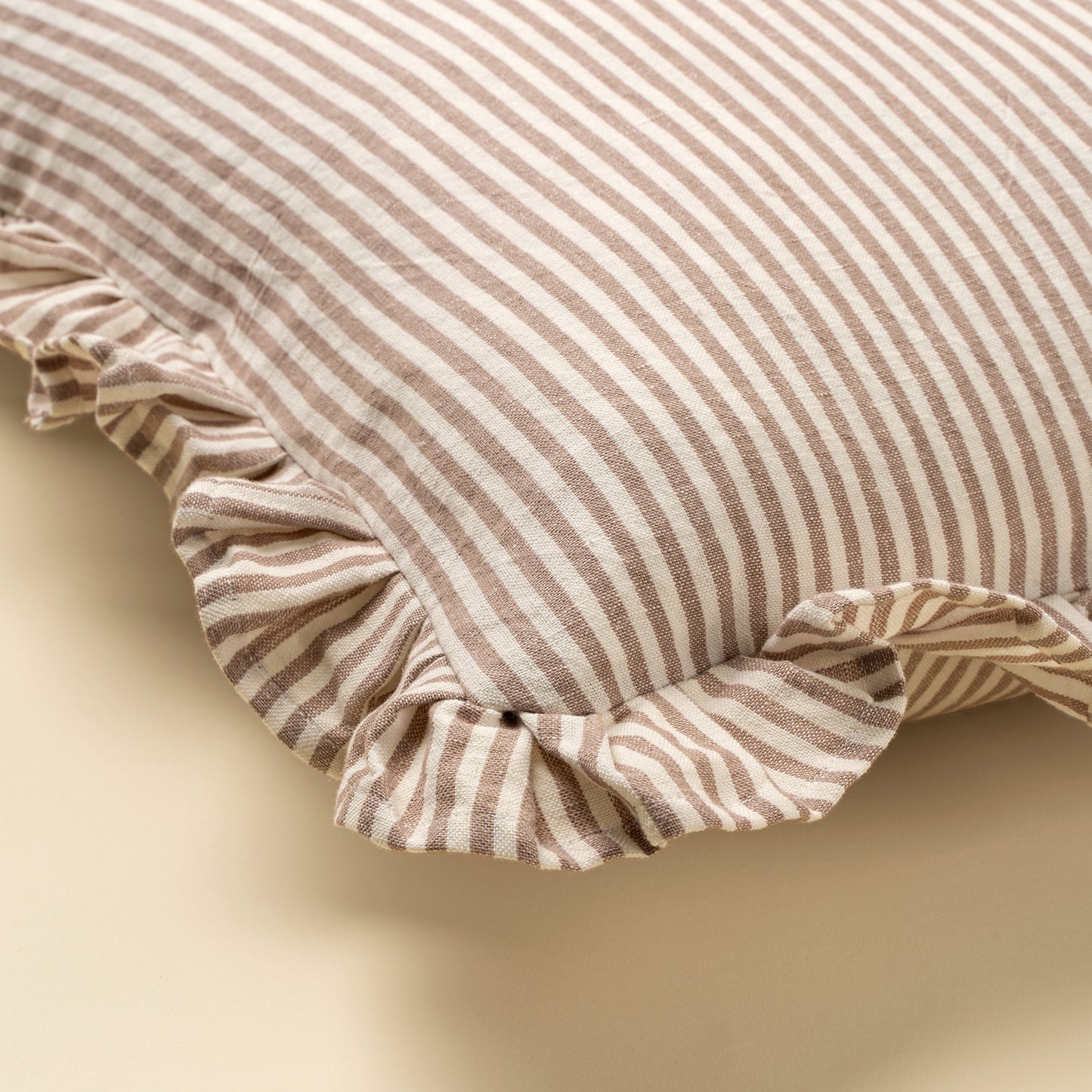 Ruffle Thin Stripe Pillow Cover
