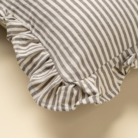 Ruffle Thin Stripe Pillow Cover