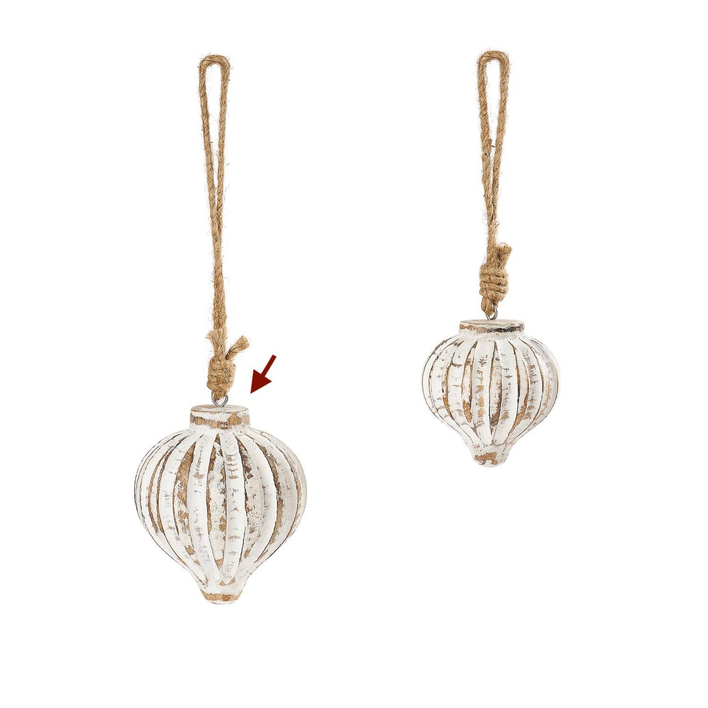 Cedar Ribbed Ornament White