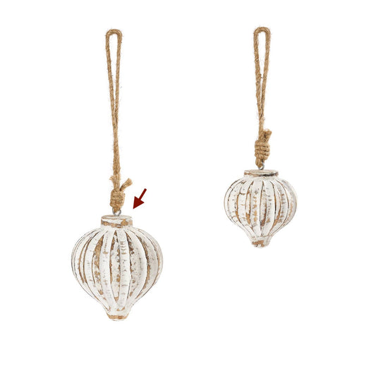 Cedar Ribbed Ornament White