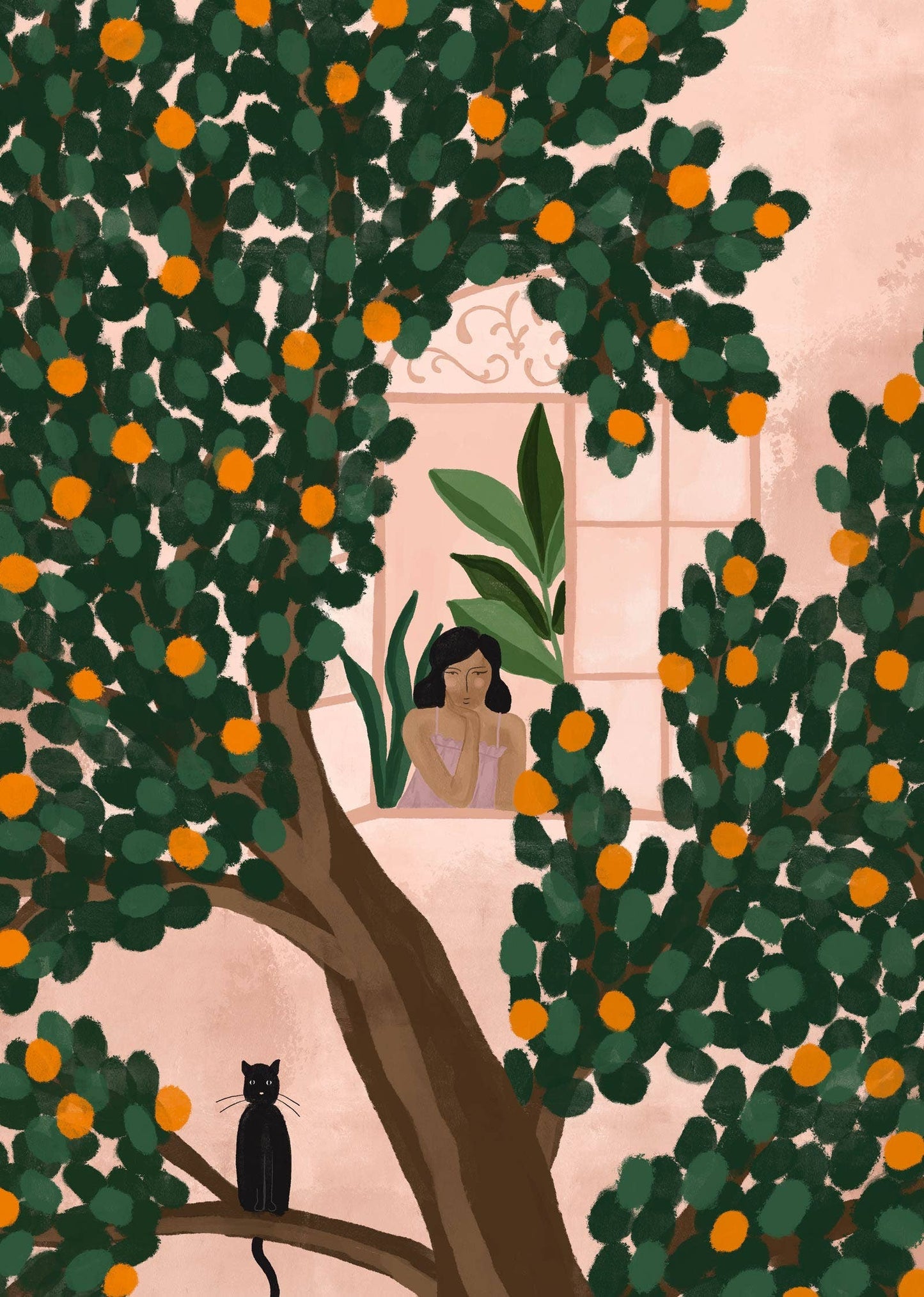Orange tree Art print 8x10