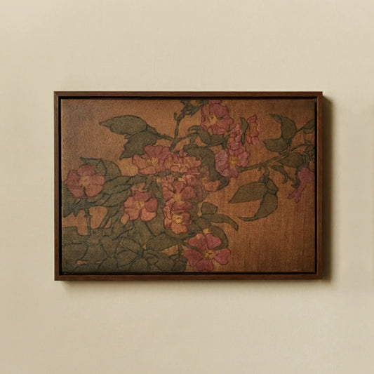 Pink Roses on Terracotta Color by Hannah Borger Overbeck