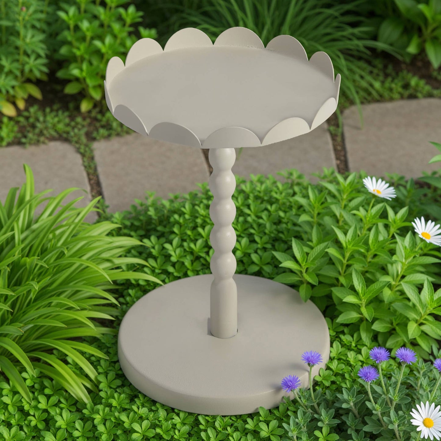 Round Metal Scallop Edge Plant Stand (11.4"H, KD)