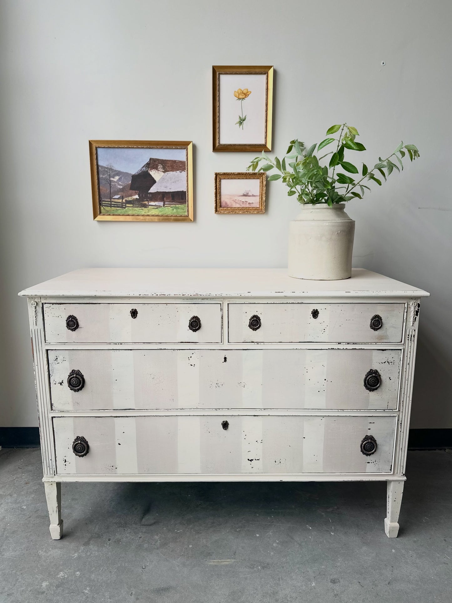 Oyster Stripe Antique Dresser