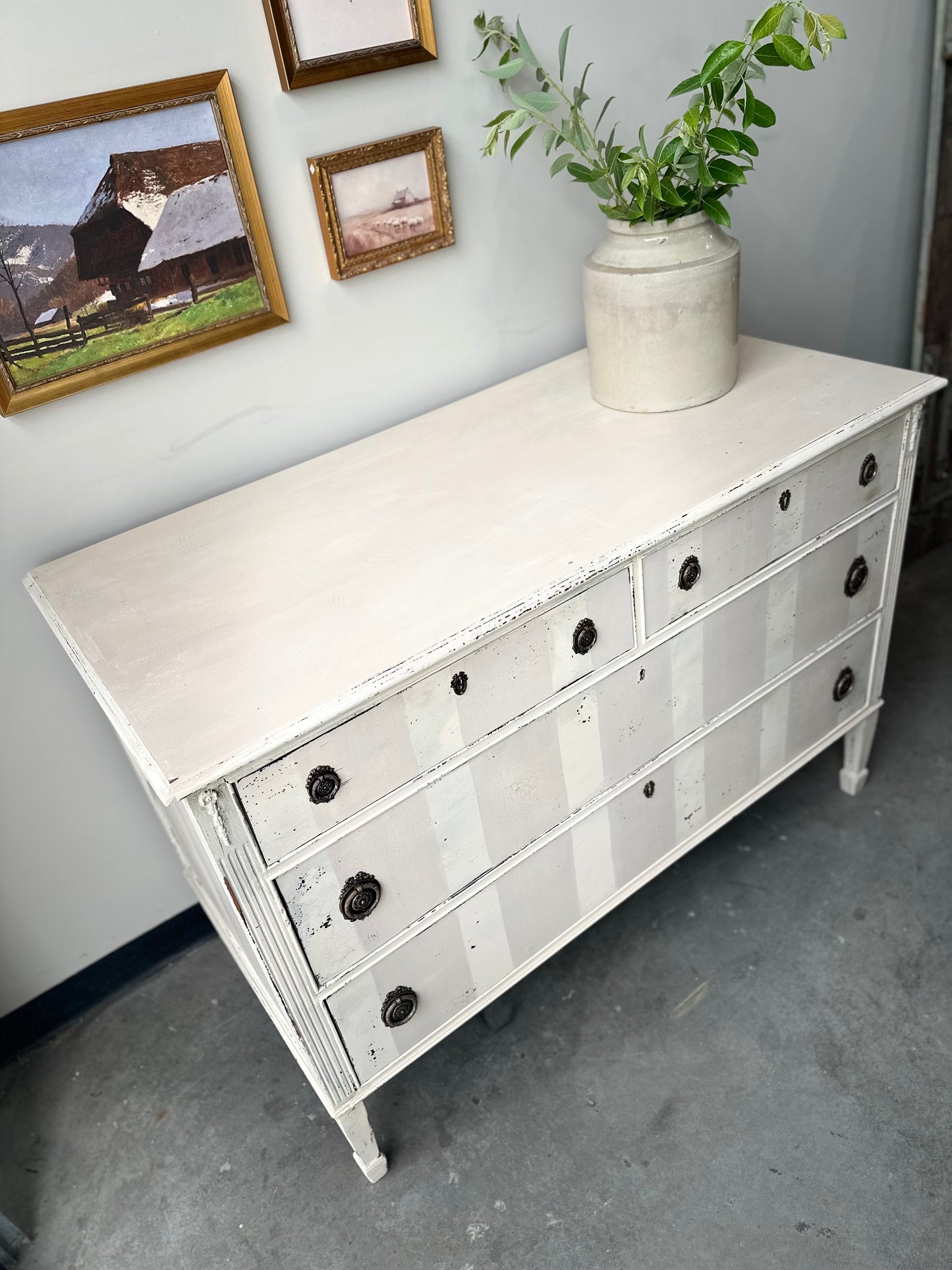 Oyster Stripe Antique Dresser