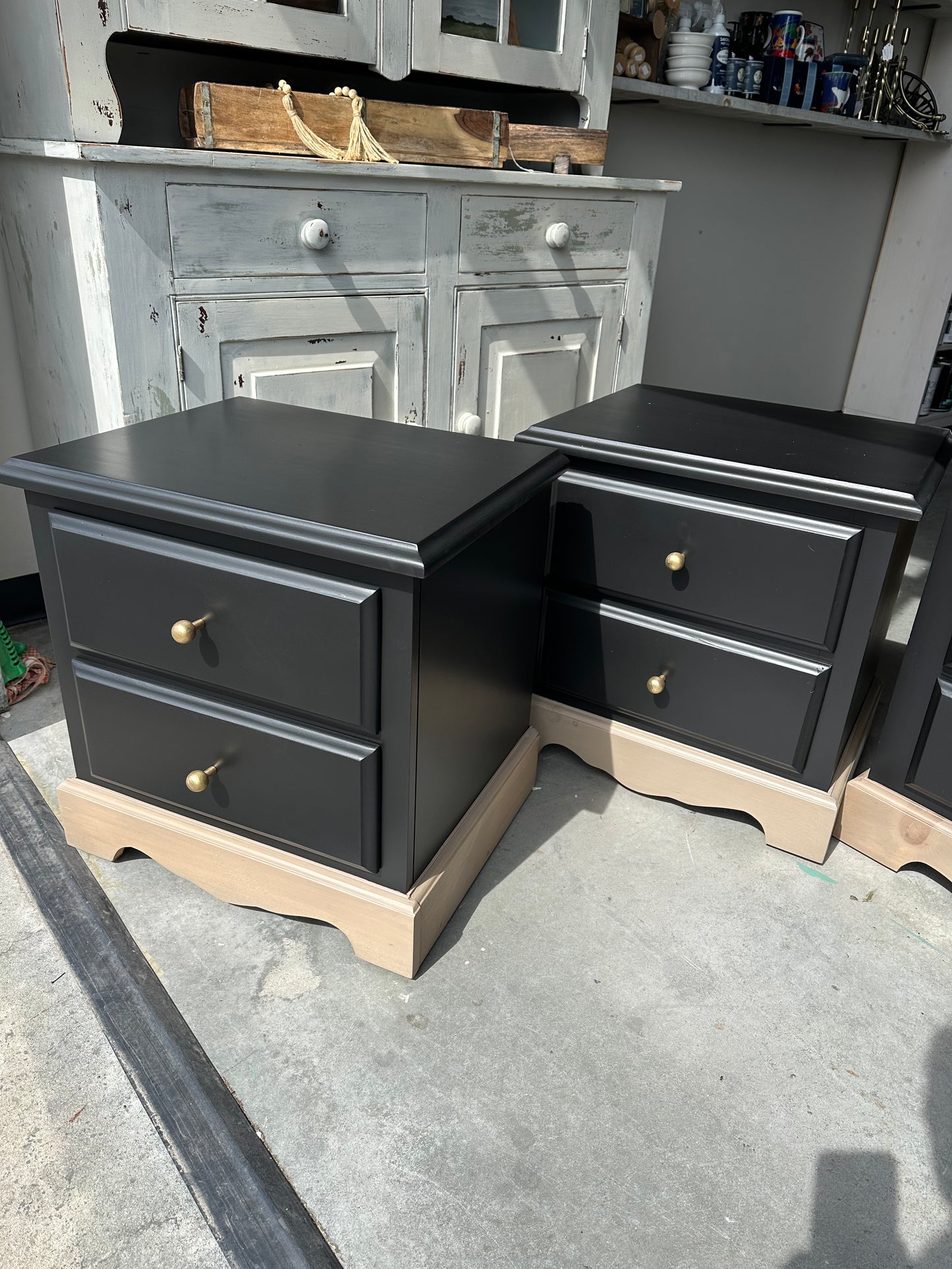 Lamp Black Pine Dresser and Nightstand Set