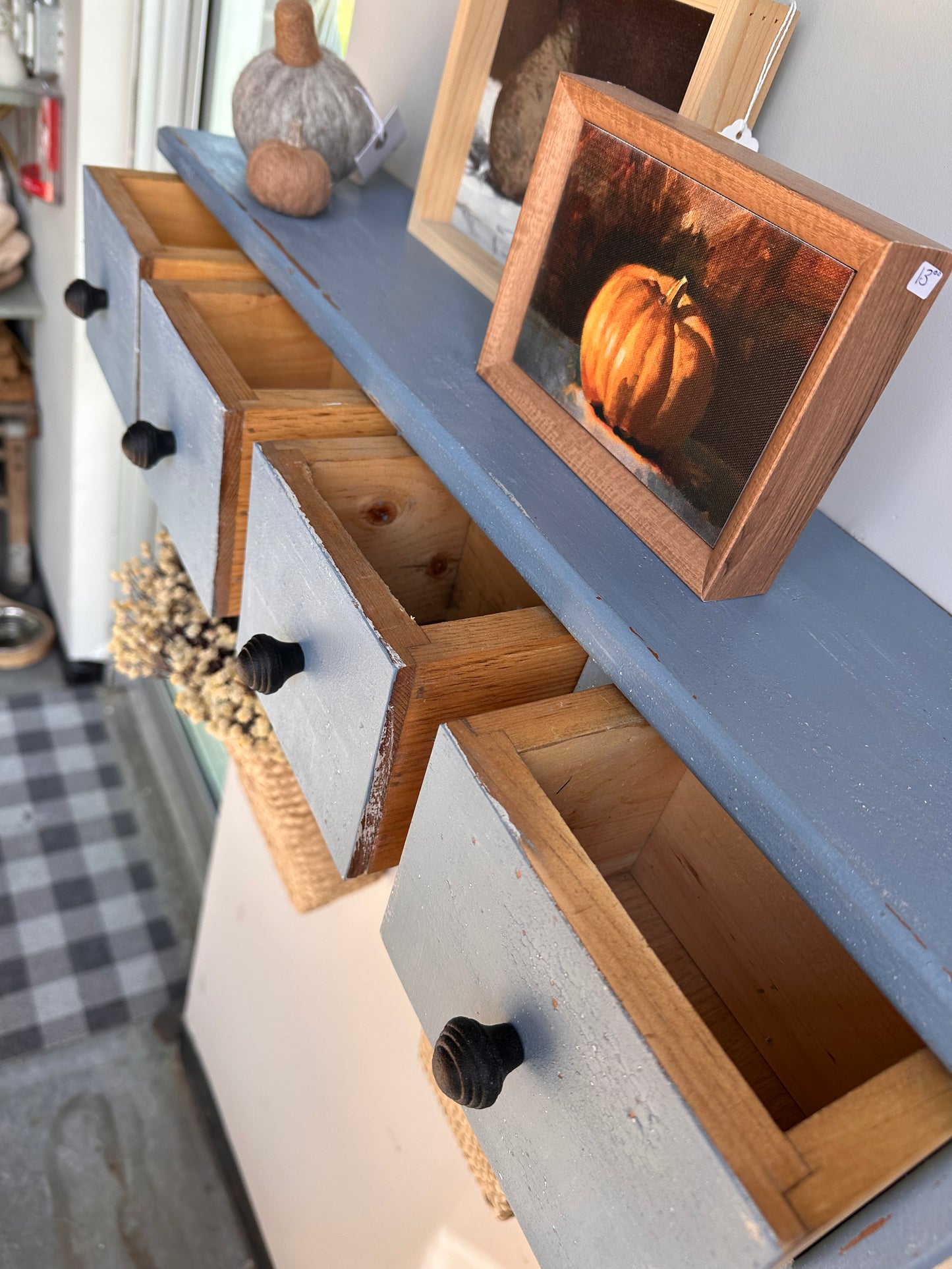 Rideau Blue Apothecary Wall Shelf
