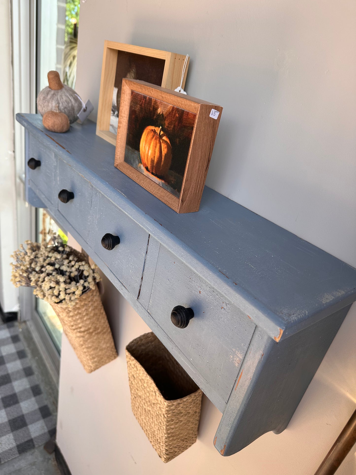 Rideau Blue Apothecary Wall Shelf