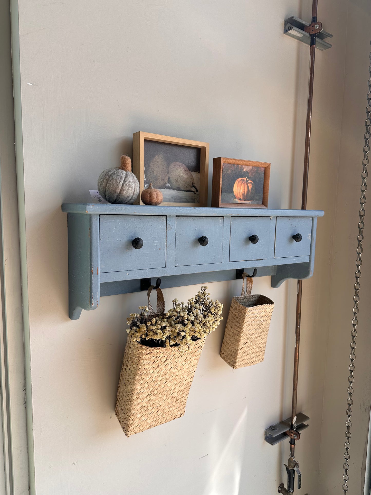 Rideau Blue Apothecary Wall Shelf