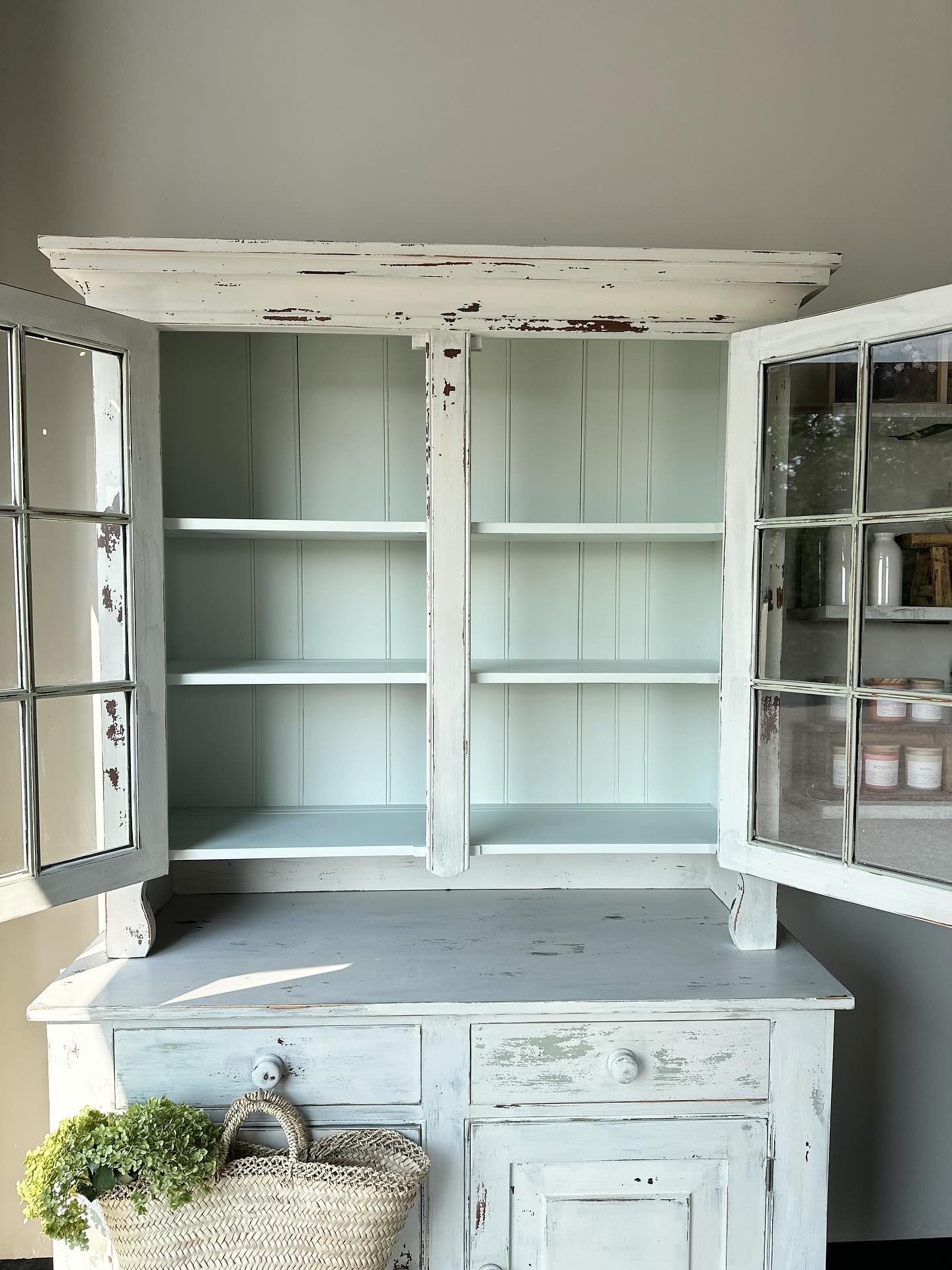 Milk Painted Farmhouse Hutch
