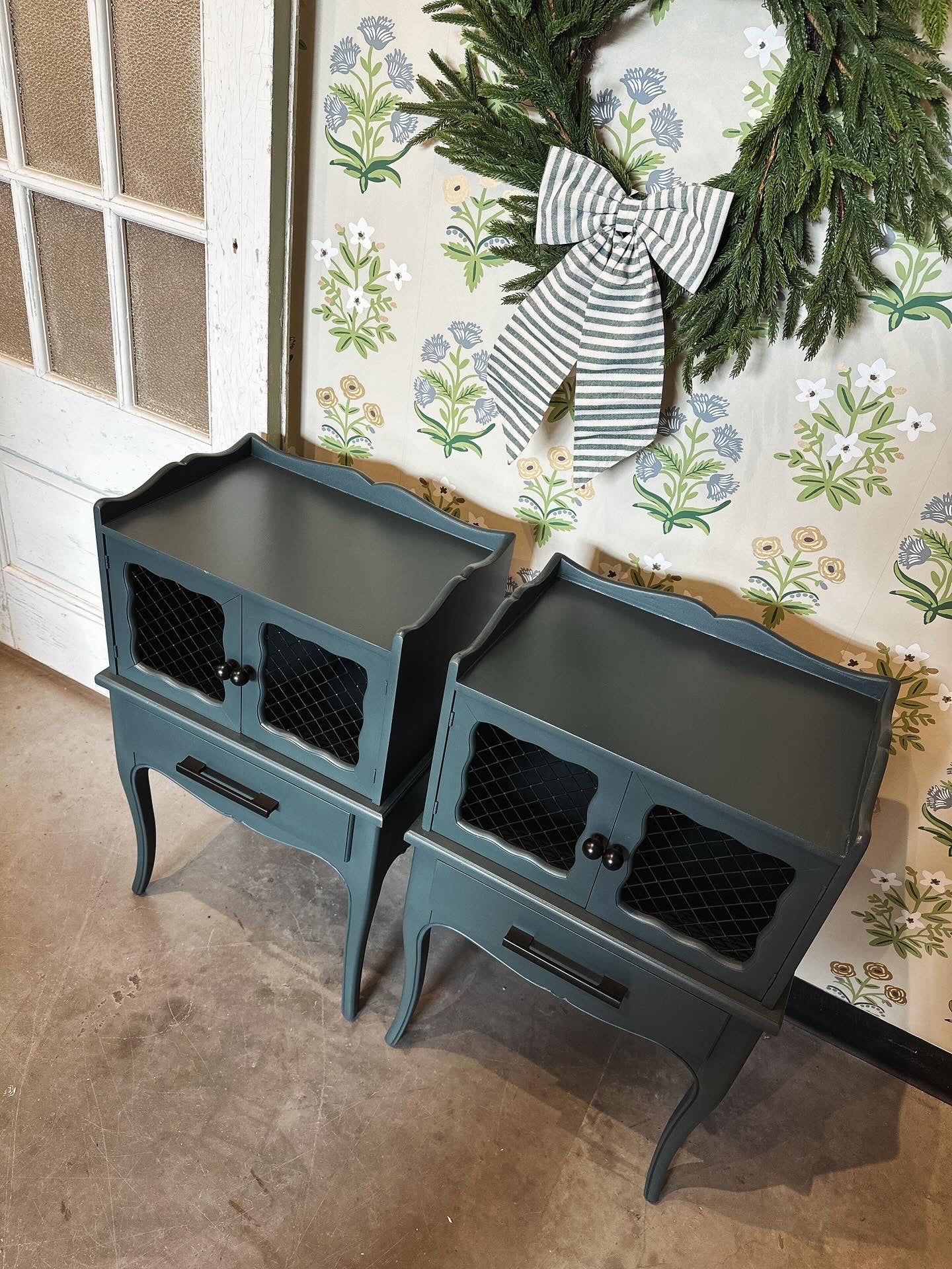 Charleston Green French Provincial nightstands