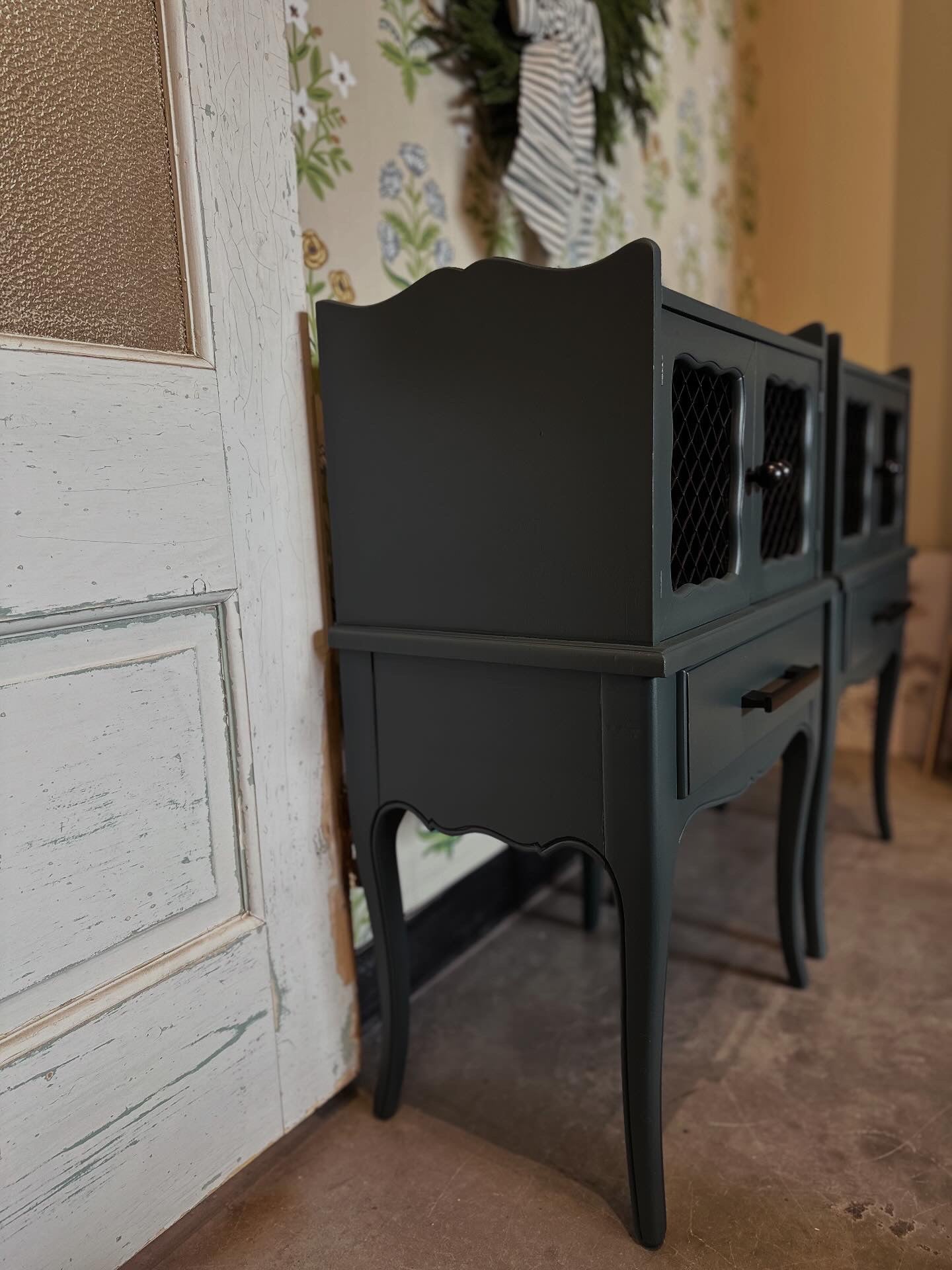 Charleston Green French Provincial nightstands
