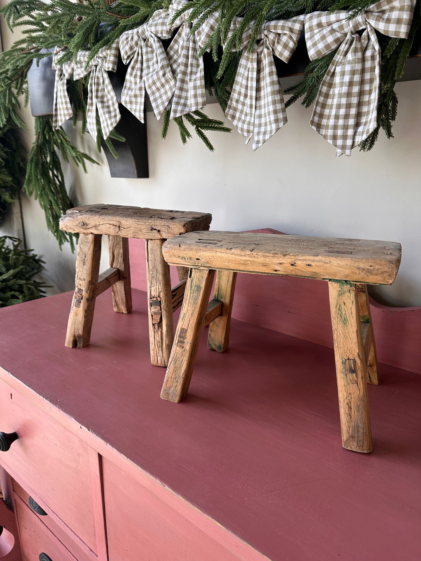 Large Antique Mini Stool
