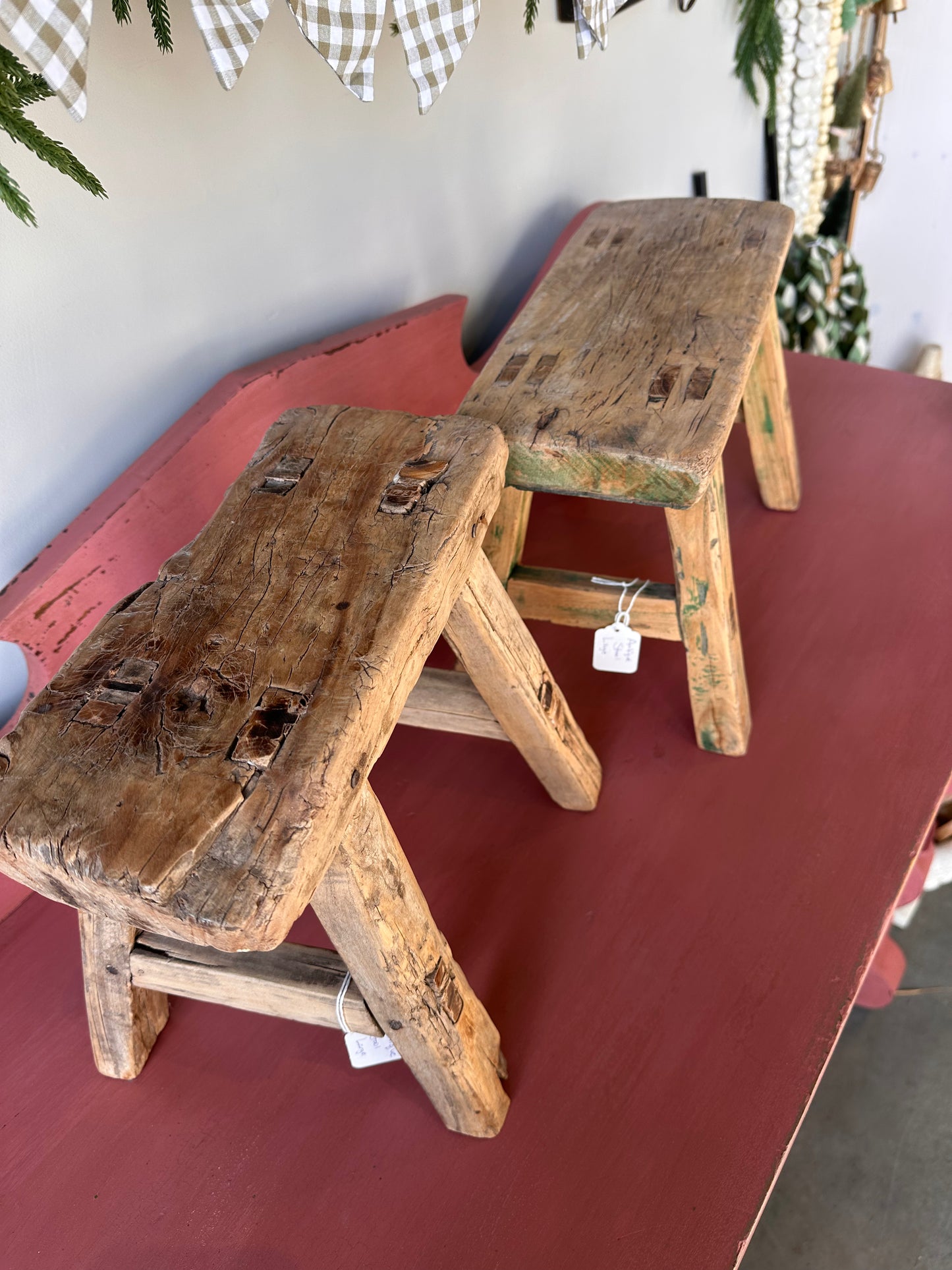 Large Antique Mini Stool