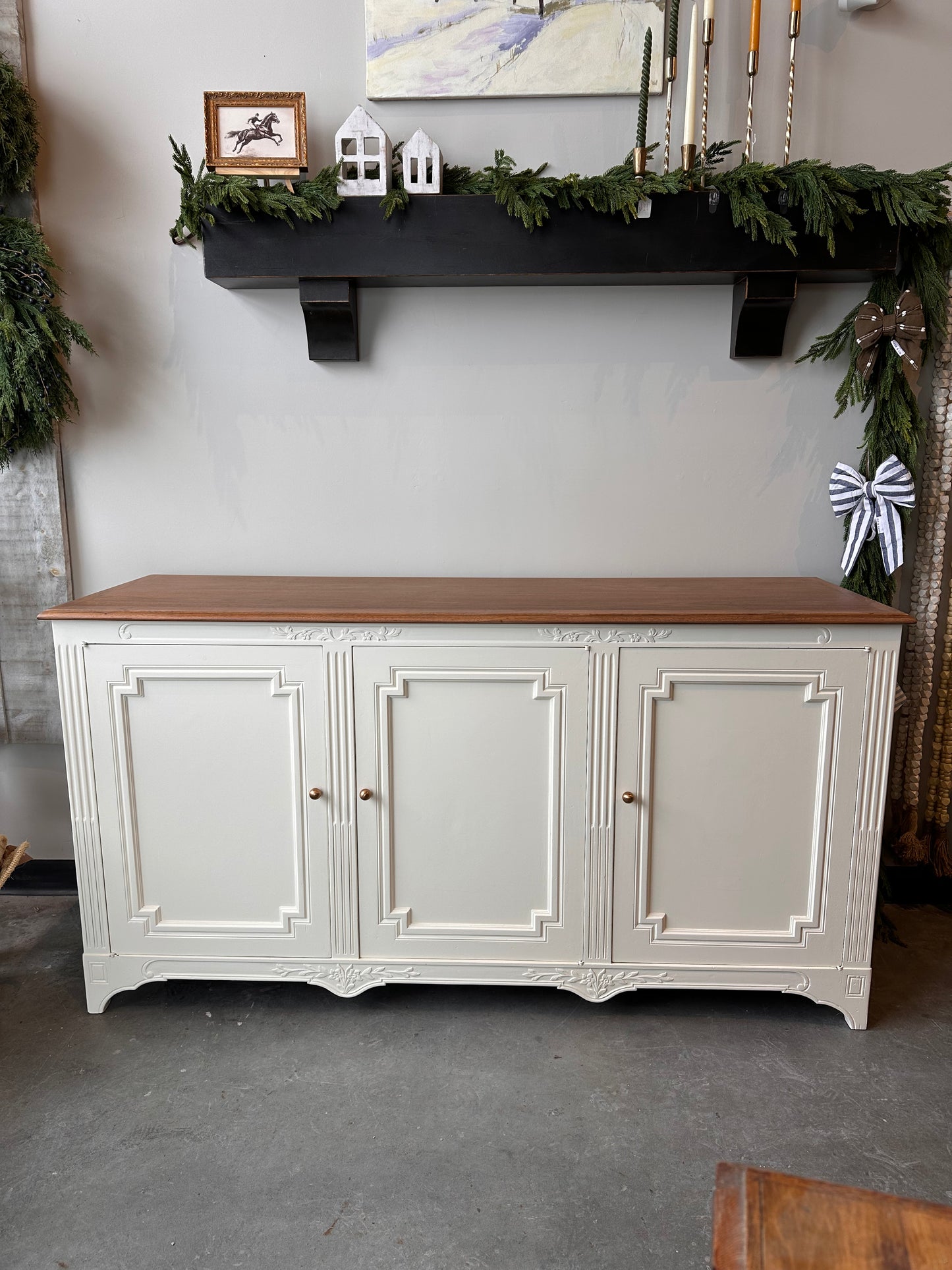 Antique White Walnut Buffet