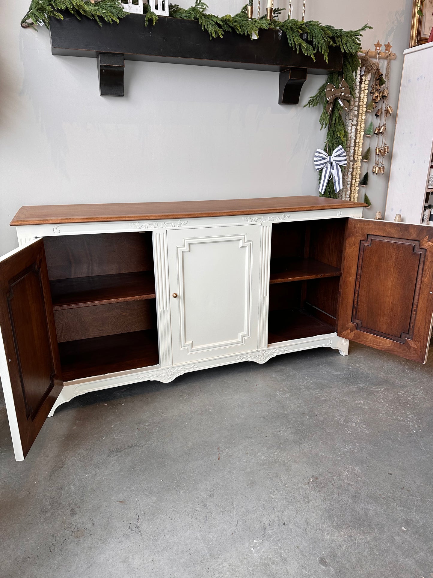 Antique White Walnut Buffet