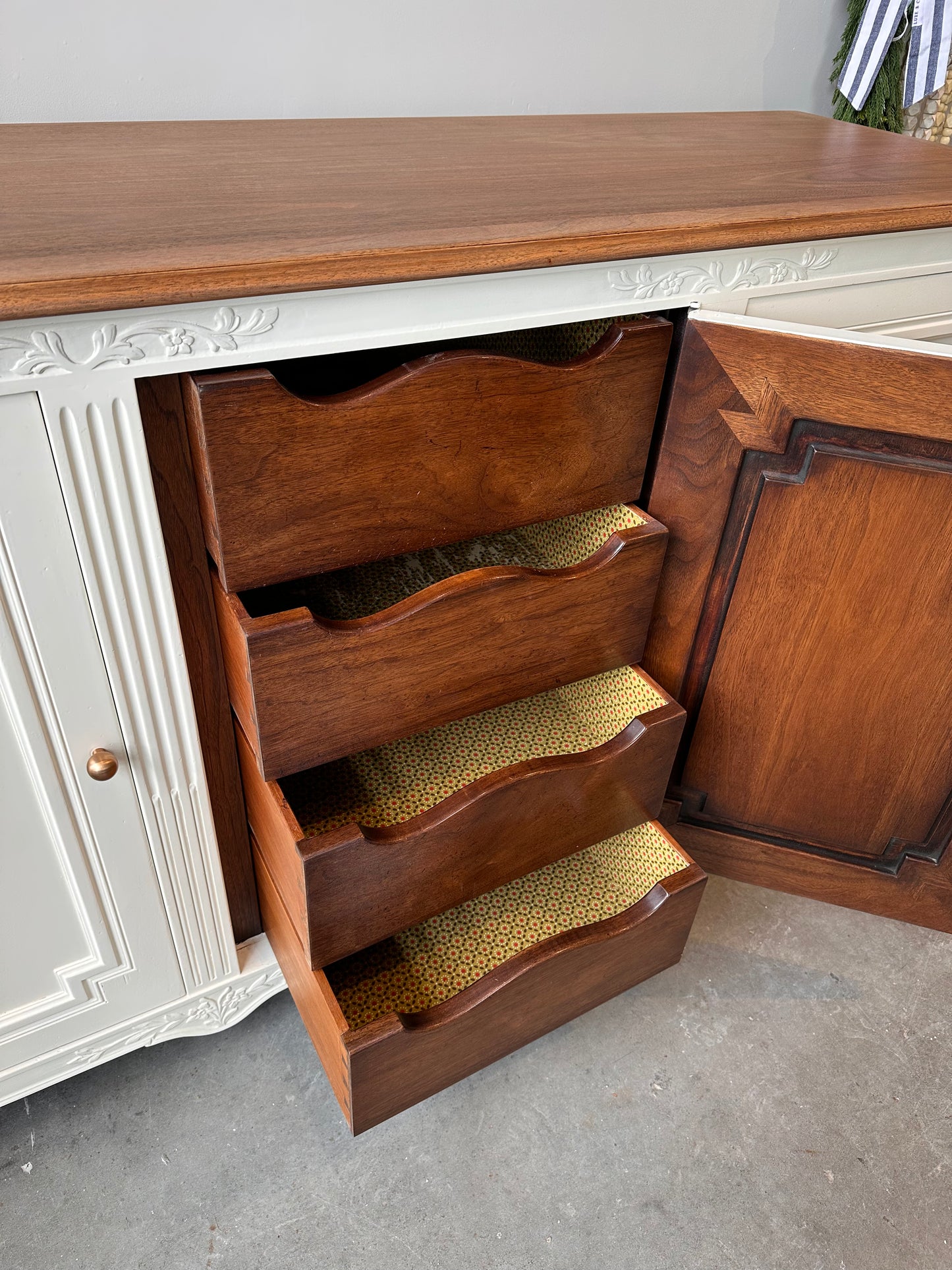 Antique White Walnut Buffet