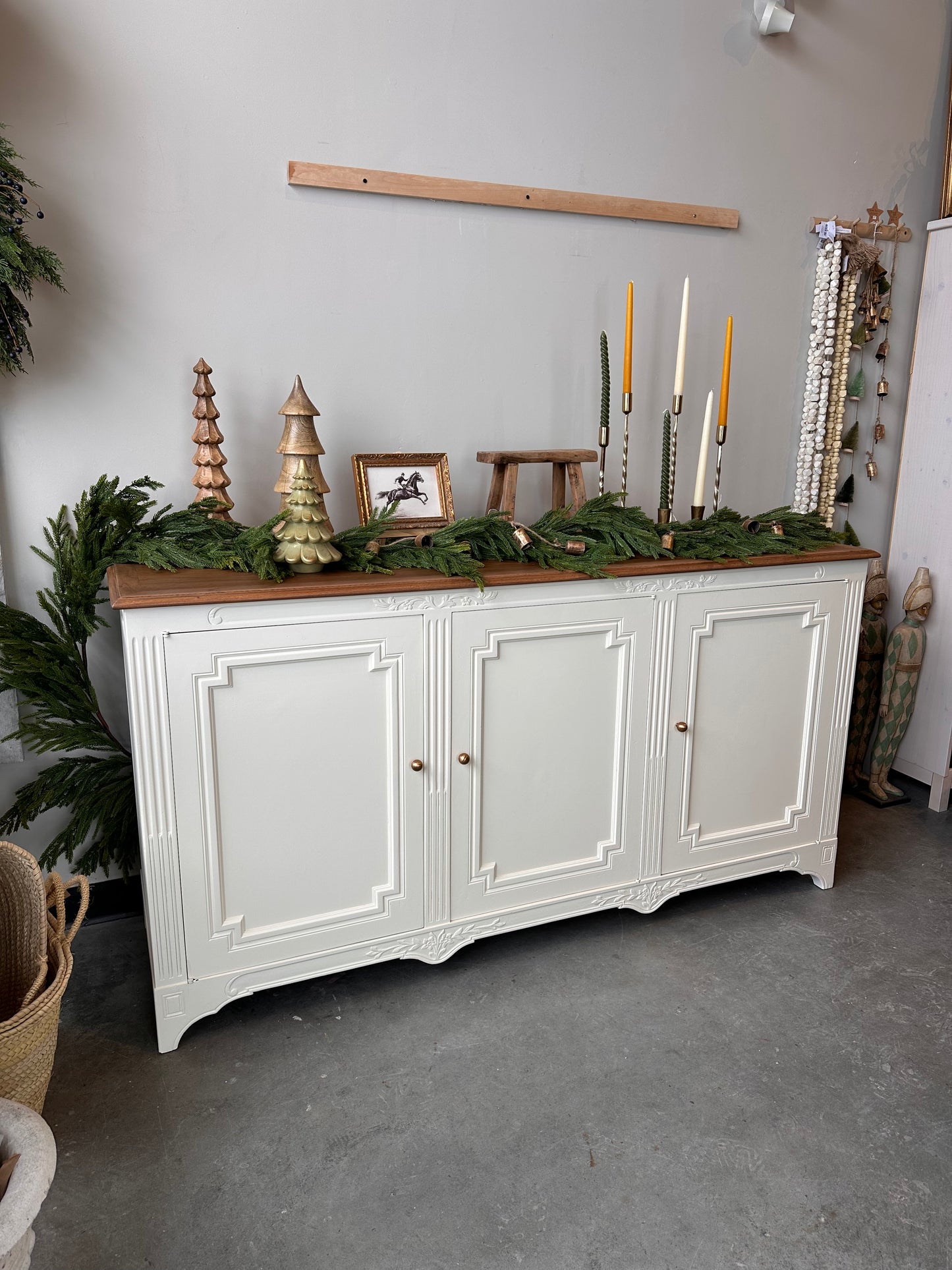 Antique White Walnut Buffet