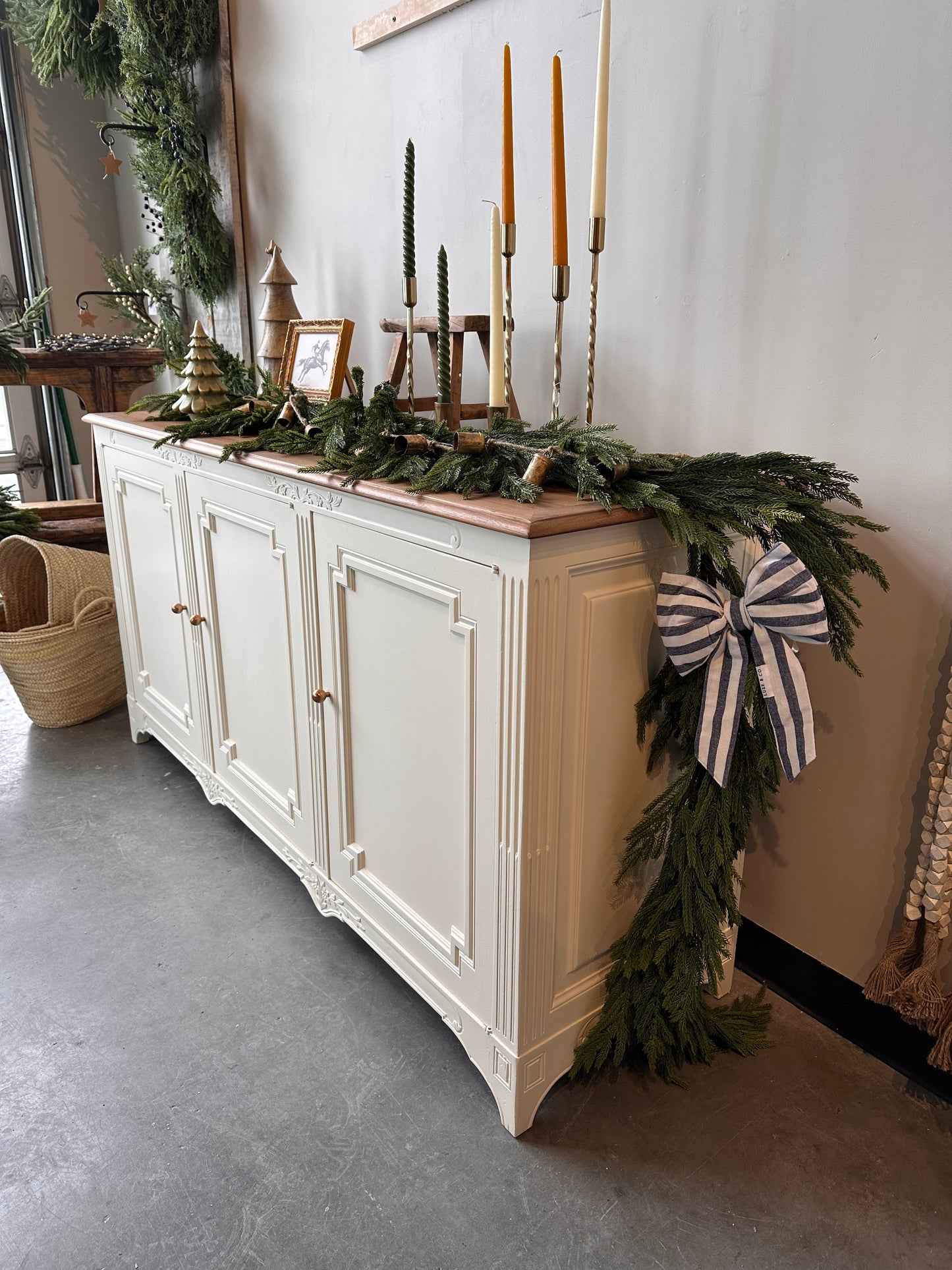 Antique White Walnut Buffet
