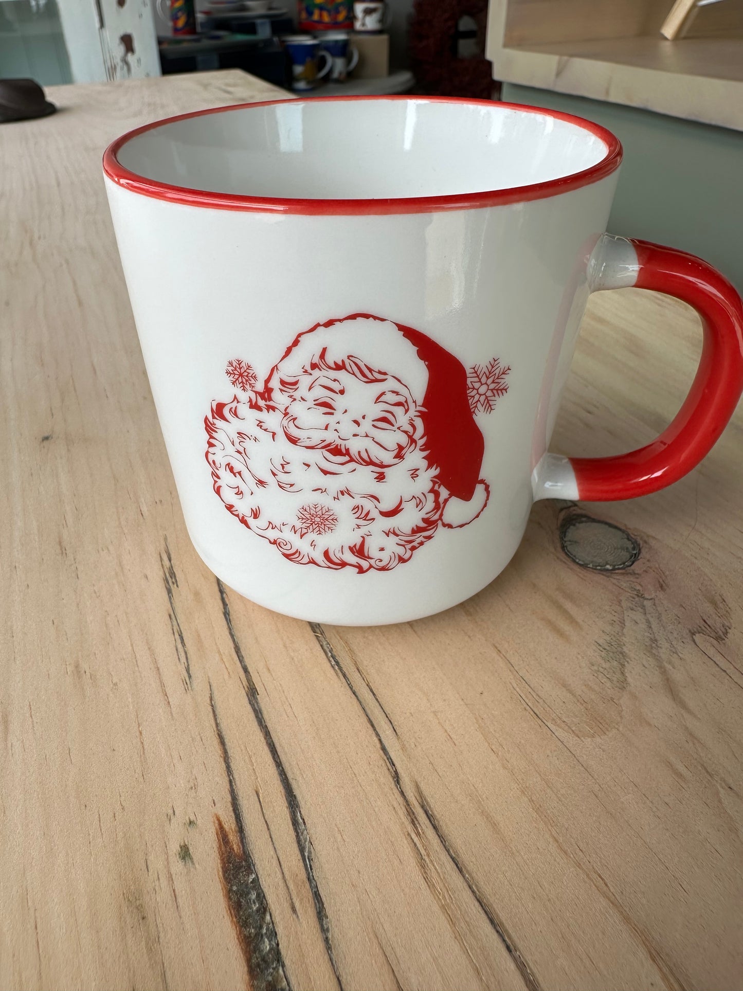 Retro Red & White Santa Mug