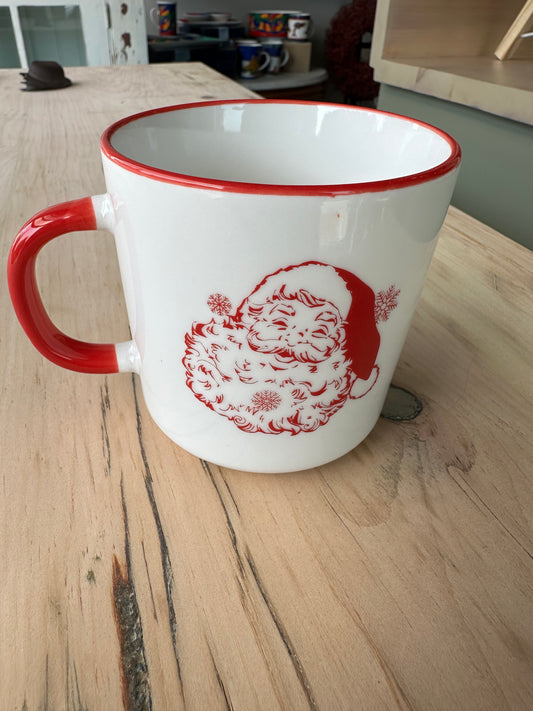 Retro Red & White Santa Mug