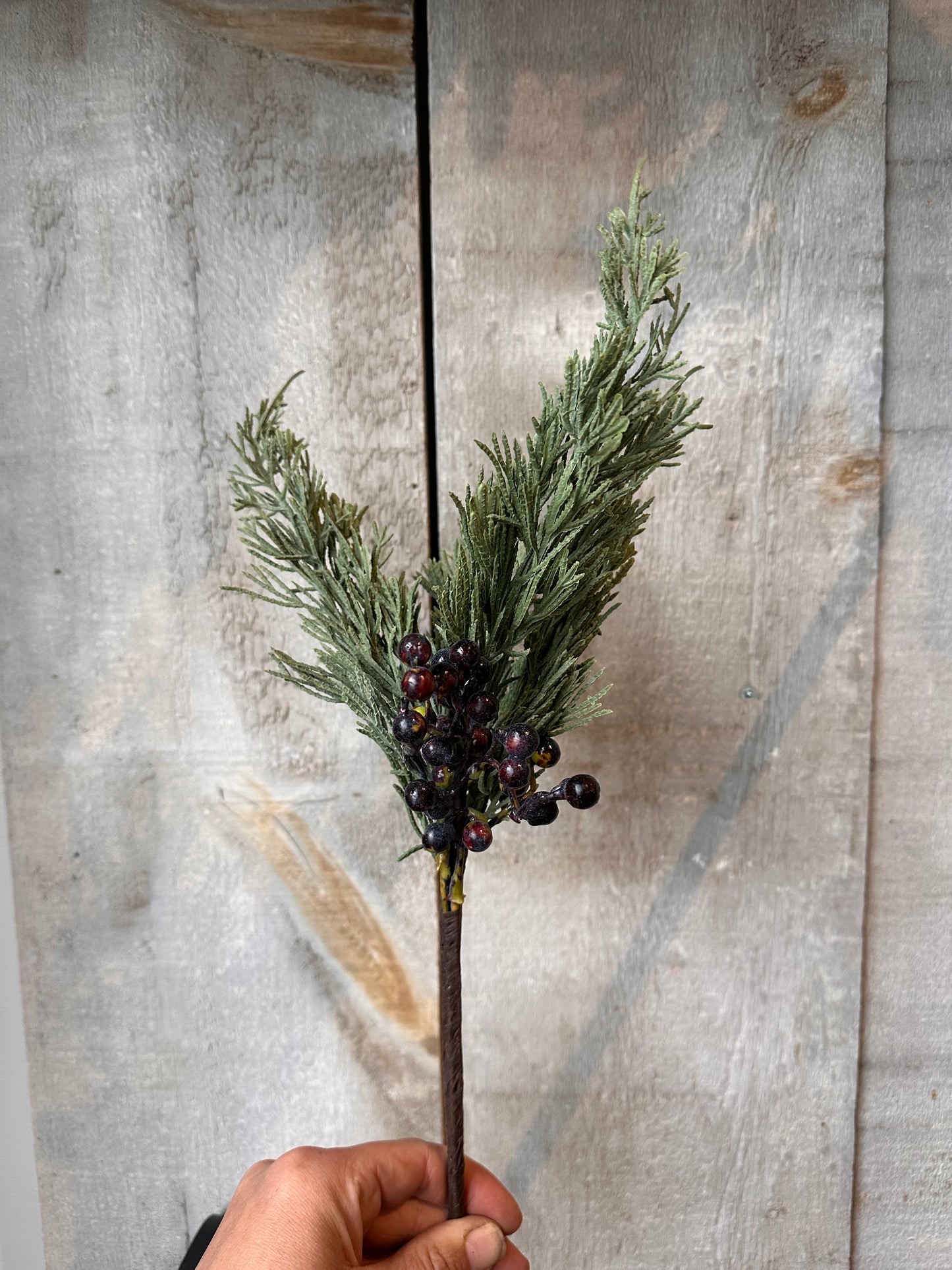 Faux Cedar and Berries Stem