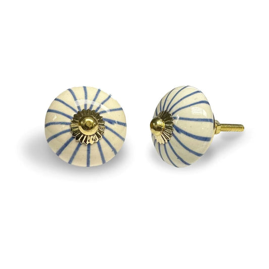 Blue and White Stripe Knobs