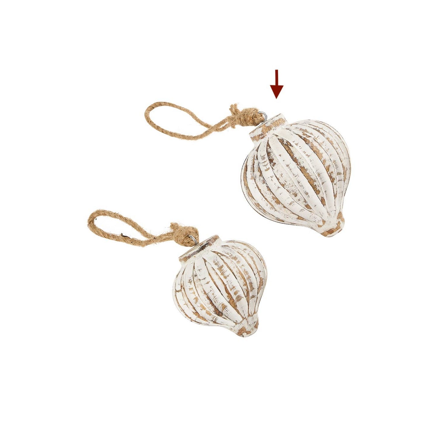 Cedar Ribbed Ornament White