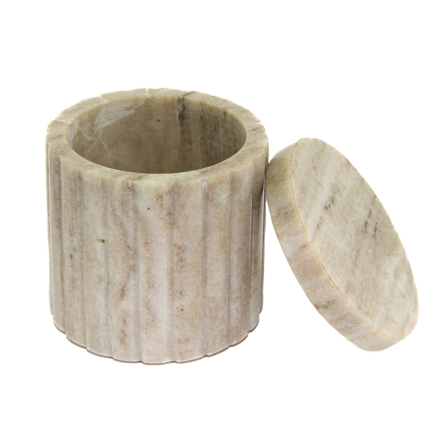 Beige Marble Ribbed Canister