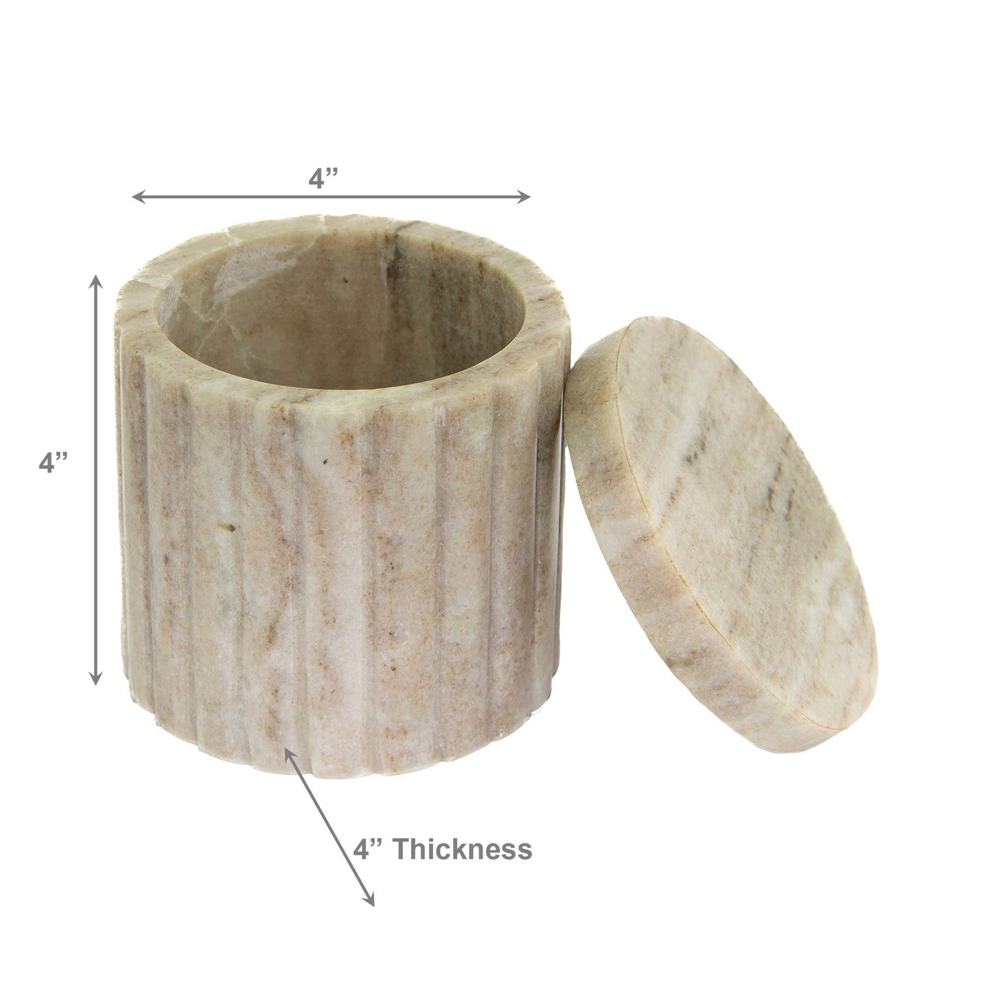 Beige Marble Ribbed Canister